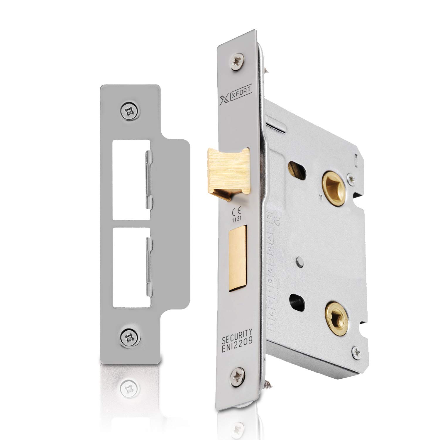 Buy XFORT® Satin Chrome Bathroom Lock 75mm for Internal Wooden Doors, Mortice Door Lock for ...