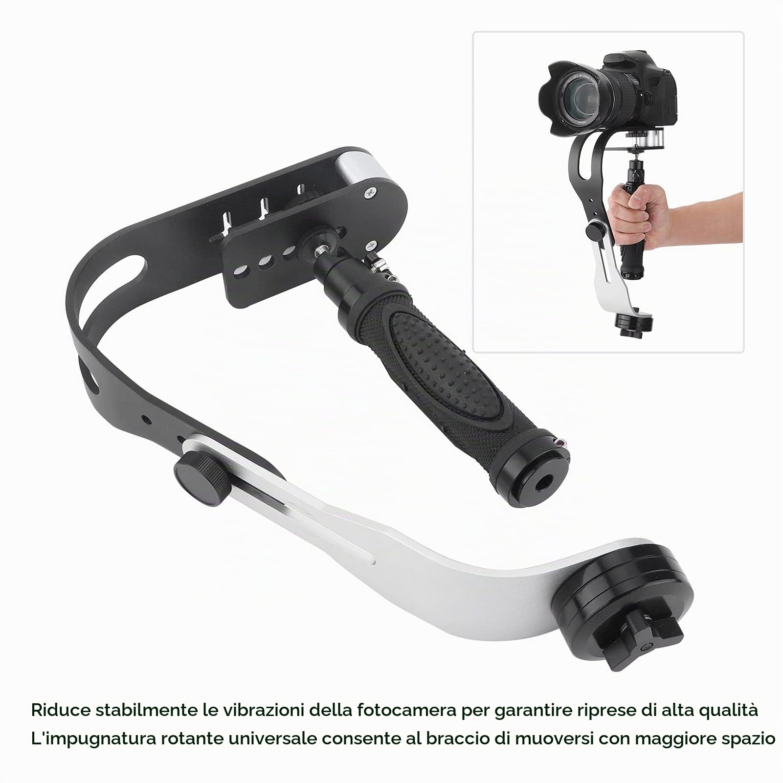KUIDAMOS Stabilizzatore per Fotocamera DSLR camera stabilizer handle Stabilizzatore per Fotocamera Portatile Gomma Antiscivolo Materiale in Lega di Alluminio Accessoires