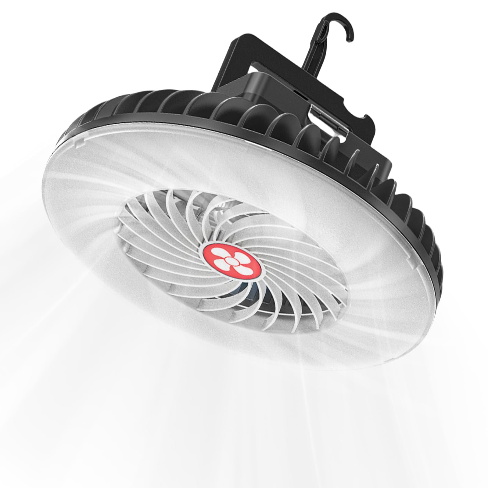 Lampada da campeggio a LED, portatile, ventilatore da campeggio con luce, lampada da campeggio, ventilatore solare per esterni, per auto, campeggio, ufficio, casa, USB