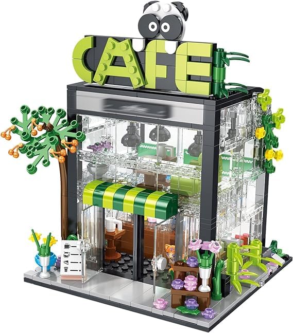Coffee Shop Building Block Set for Kids with LED Lights House Kit Gift on Birthday, Children's Day, or Special Occasion for Boys and Girls 6 Months Structural Warranty with 589+ Pcs