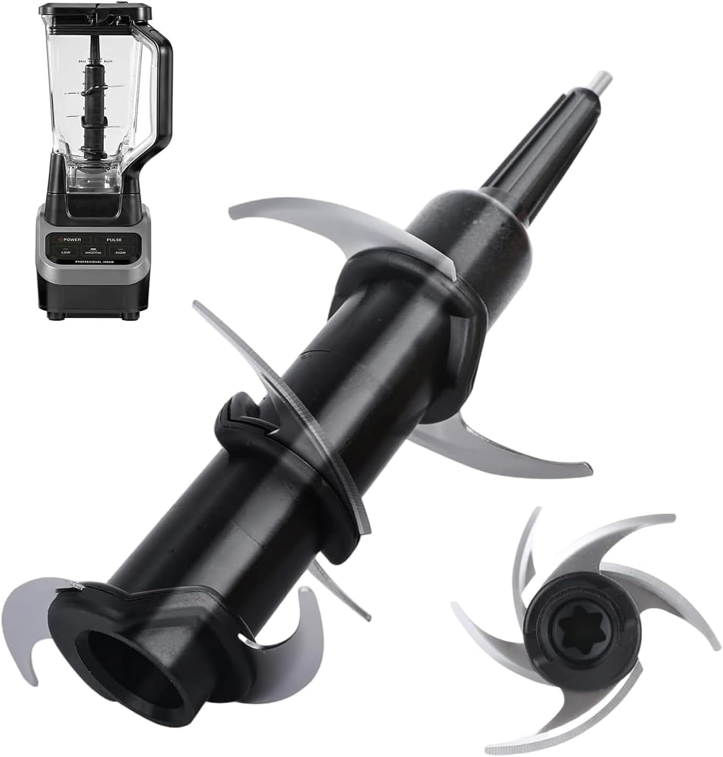 Replacement with Ninja 72 OZ Blender 6 Blade Compatible with Kitchen System 1100 Pitcher for BL660C BL740 BL642 BL500C Blender Replacement Parts Replacement with Ninja 72 OZ Blender 6 Blade Compatible with Kitchen System 1100 Pitcher for BL660C BL740 BL642 BL500C Blender Replacement Parts