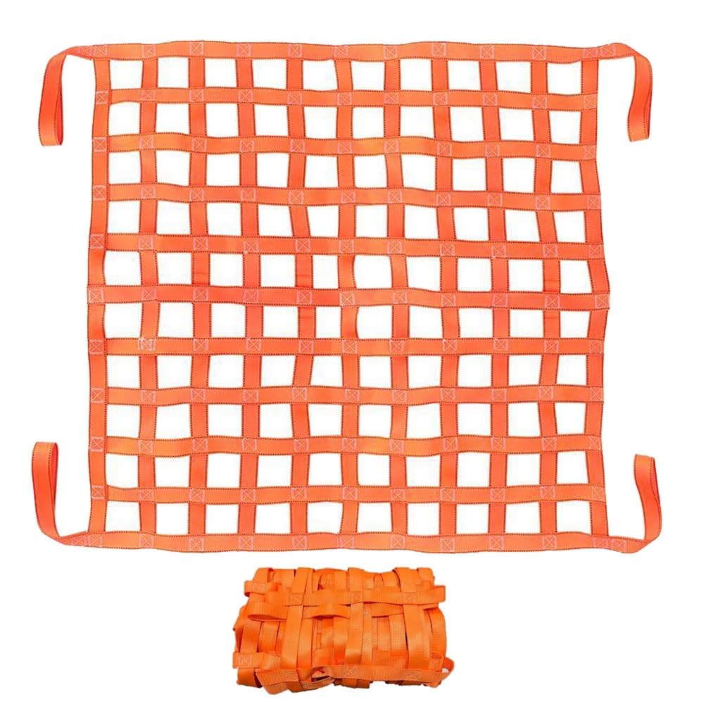 WQPMNYG Hoisting Lifting Nets,20CM Mesh Safety Lifting Basket Net Straps Bag, 1-3.5M Polyester Sling Hoisting Net for Pickup Truck & SUV, 2x2m, 2Ton/4409lbs Capacity
