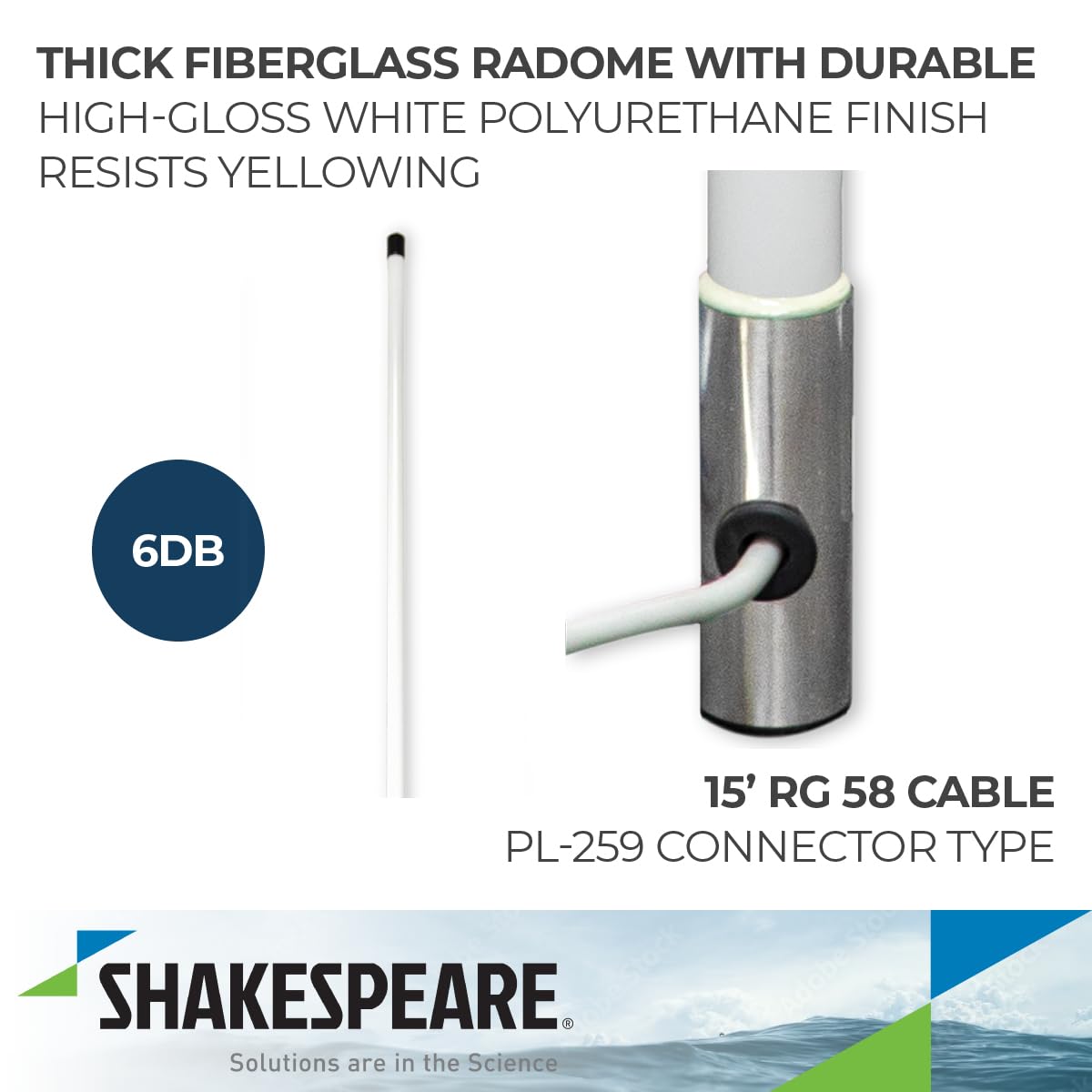 Shakespeare Antena VHF Galaxy 5225XT, 8 pies