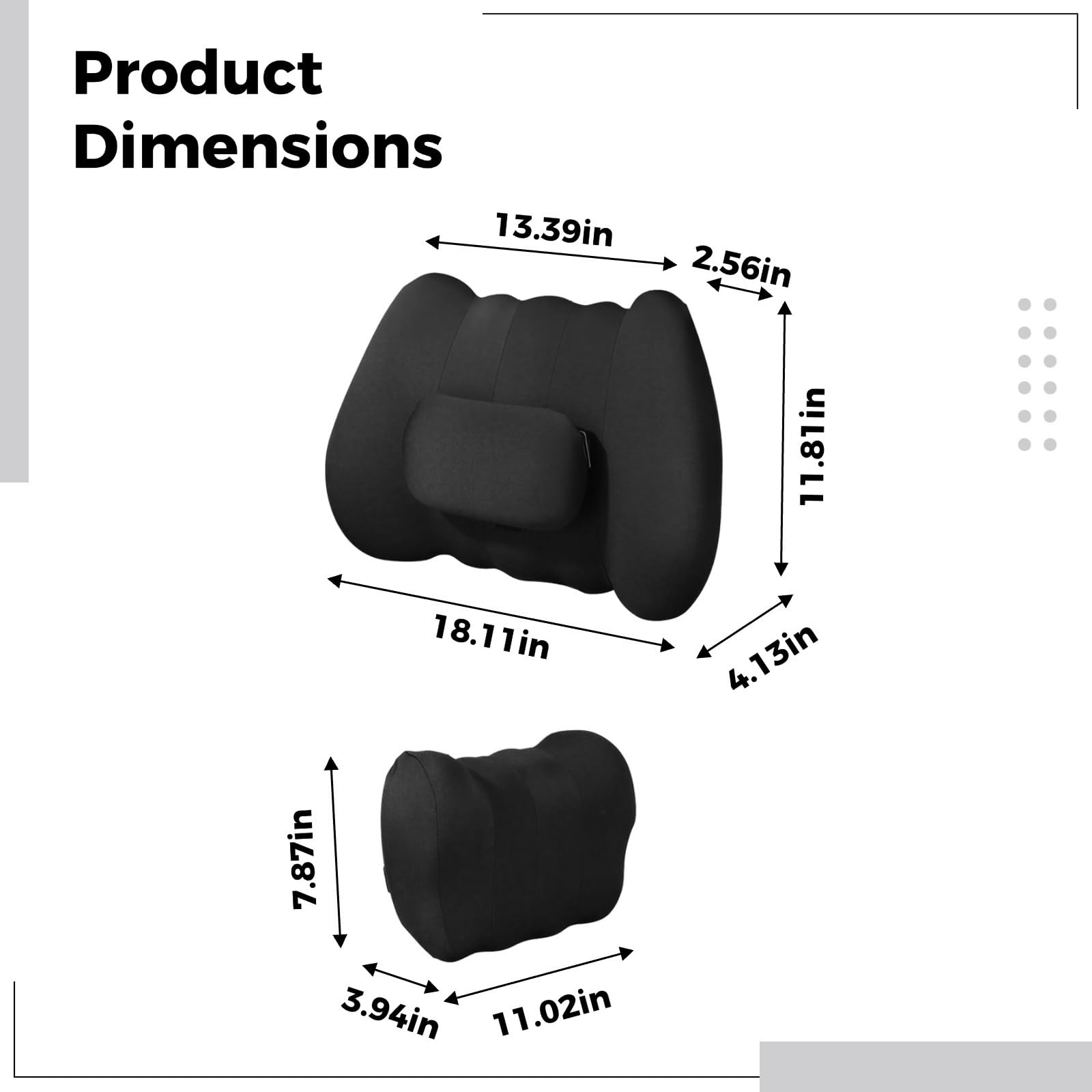 Juego de soporte lumbar y de espuma viscoelástica para coche, vibración eléctrica, agarre ergonómico en forma de C, simulando masaje de manos, negro clásico, regalo con caja y tarjeta
