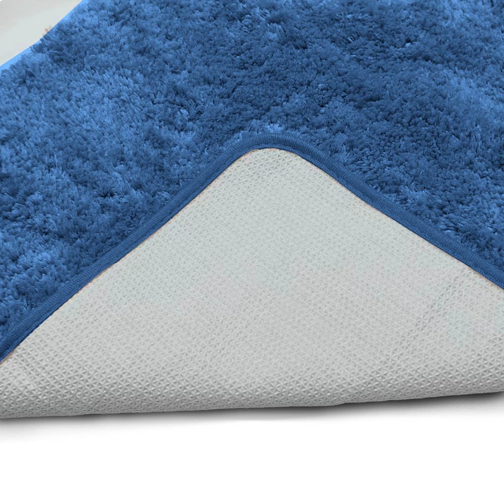 RUN HELIX Bathroom Mat 40x60cm, 0.8inch Fluffy Long Hair Non-slip Super-Absorbent Machine Microfibre Washable Bath Rugs for Bathroom Bathtub Floor, Blue - Image 3