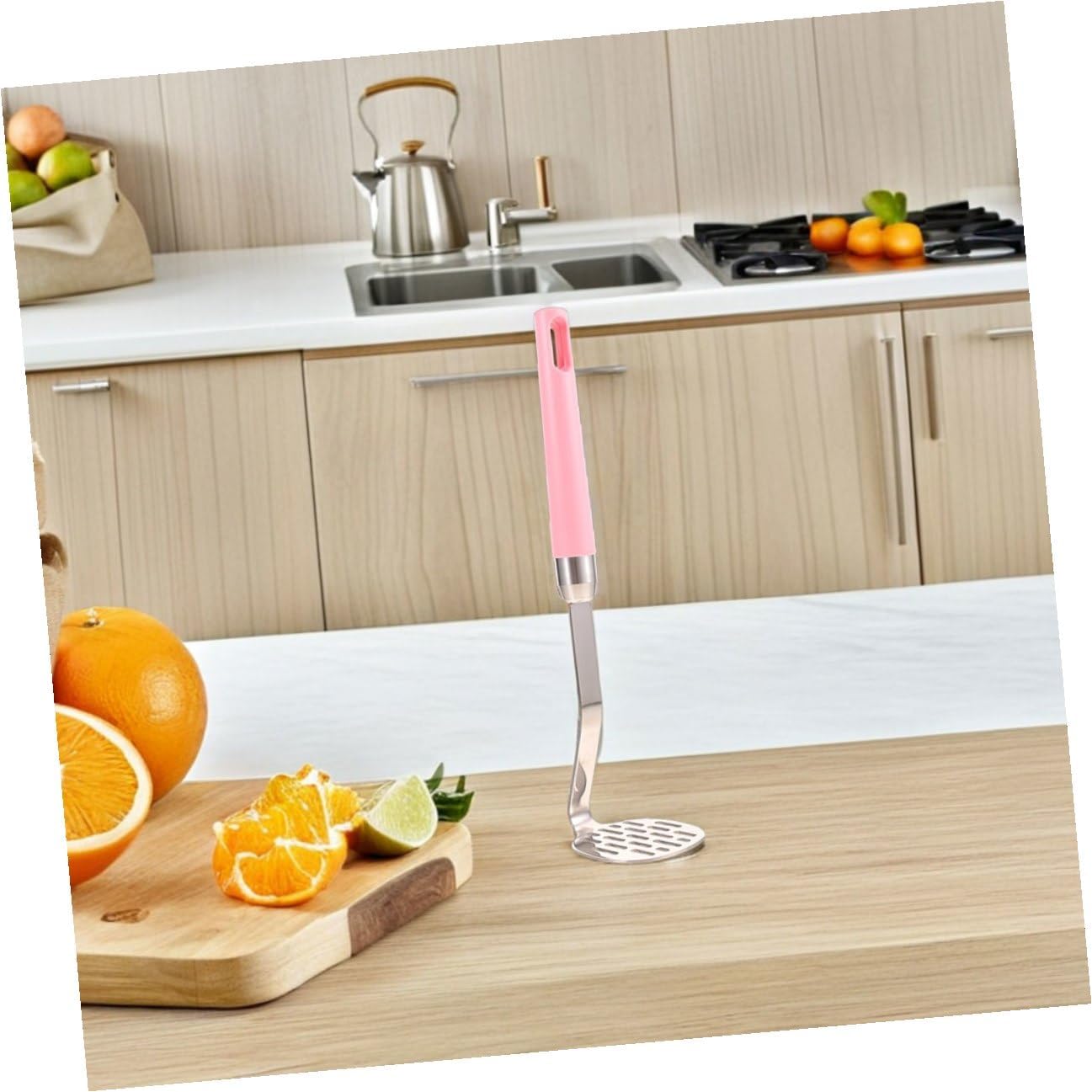 2pcs Stainless Steel Potato Masher Manual Squeezer Kitchen Potato Grinding Tool for Vegetables and Fruits Compact Reusable Kitchen Supplies with Multi-hole Design, Pink