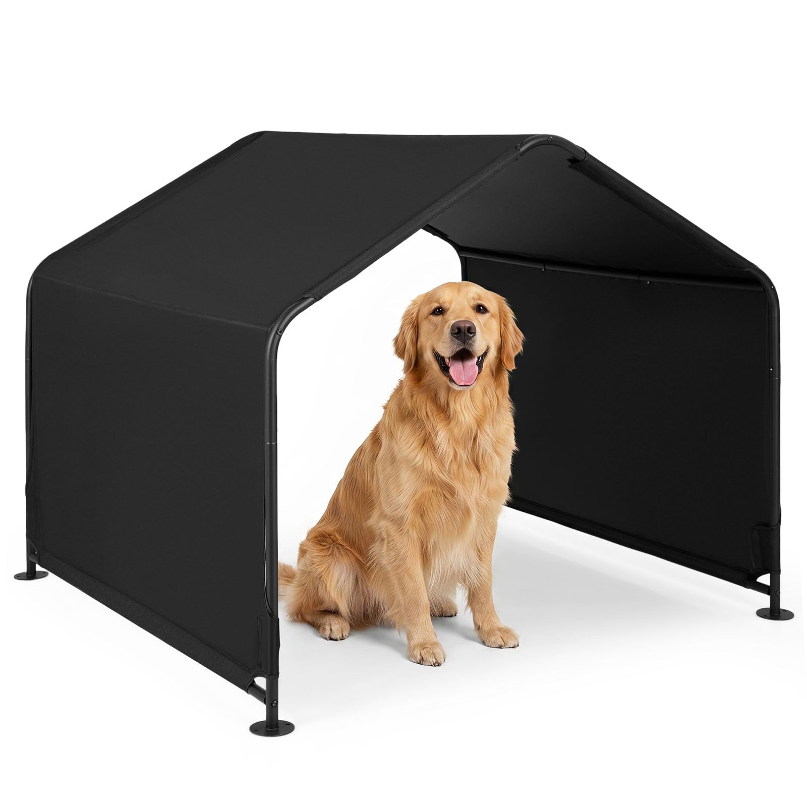 COSTWAY Cuccia per Cani da Esterno in Tessuto Oxford (Nero) | Tenda da Esterno con Tetto Impermeabile per Animali Domestici