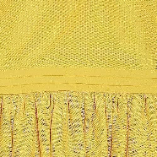 Image of miniklub Baby Round Neck Half Sleeve Woven Polyester Dress (Sulphur Color)