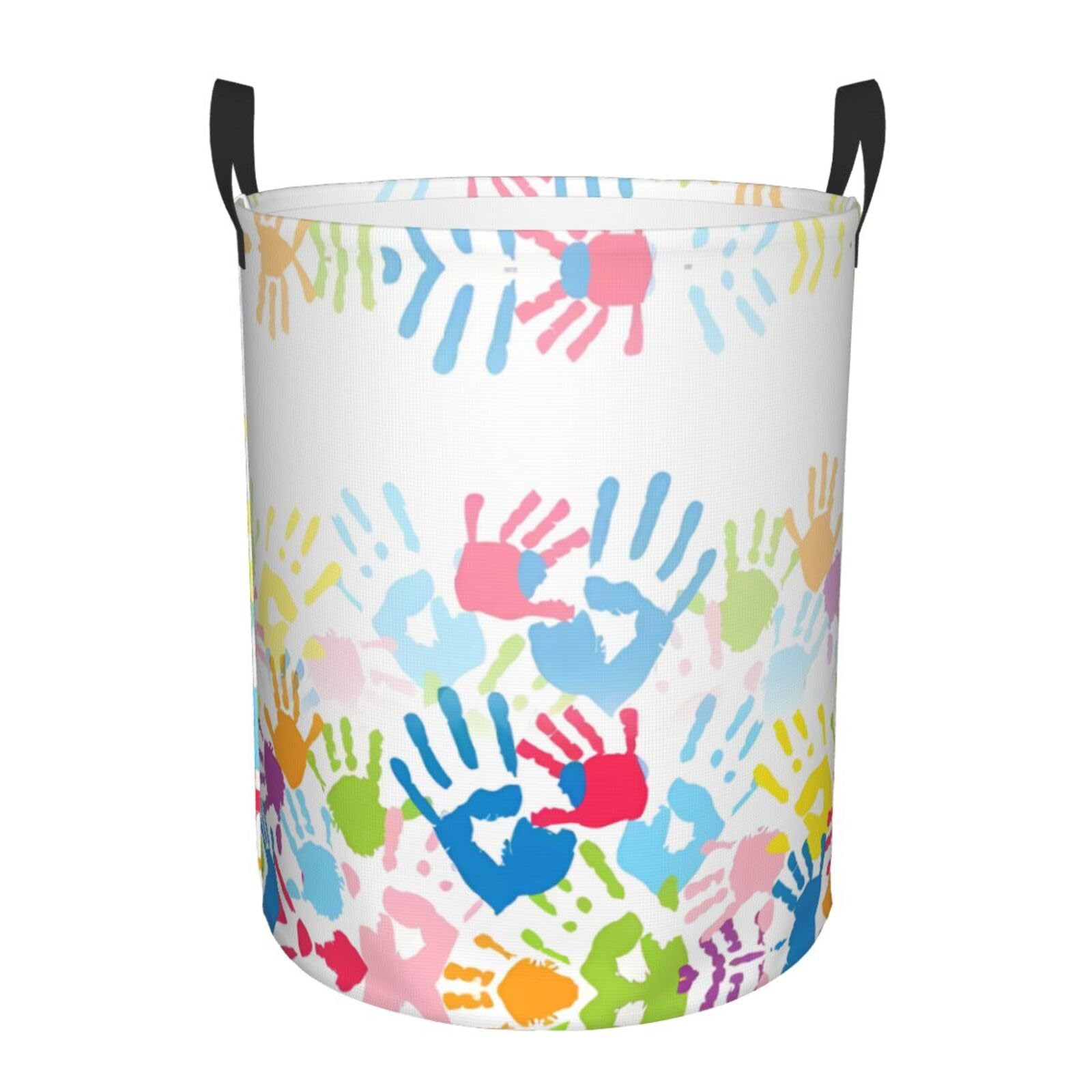 S Circular Hamper Kids Hand Print Print for Dirty Clothes