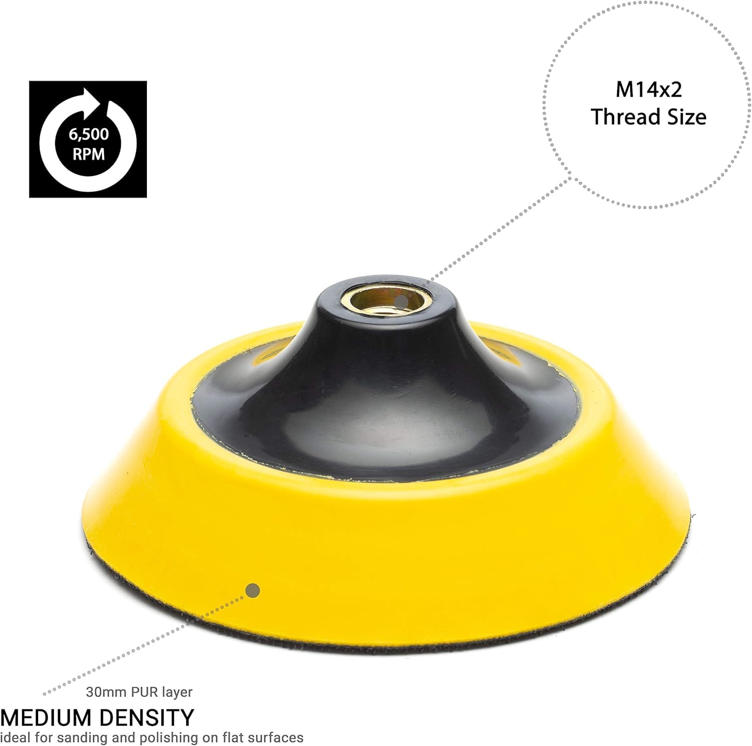 Produktbild von Glass Polish 12622 Stützteller Für Rotationspolierer – M14 Gewinde, 125 Mm, Für Schleif- Und Polierarbeiten
