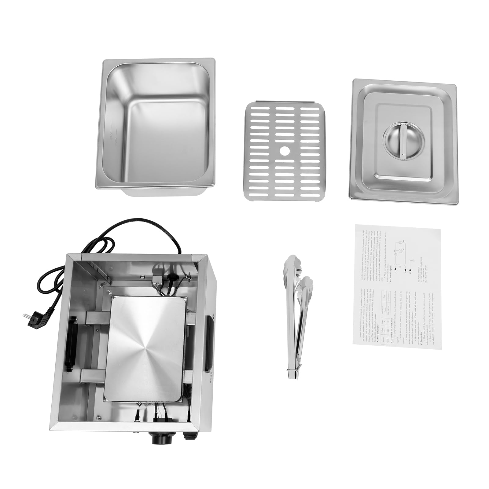 Calentador eléctrico de salchichas de acero inoxidable, calentador de salchichas comercial, 1300 W, 220 V/50 Hz, rango de temperatura 50-300 ℃, aproximadamente 10 min, capacidad 10 l