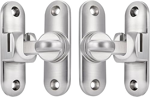 Miniatura 8 de Paquete de 2 cierres plateados para puerta de granero, cerradura de puerta de 90180 grados, herrajes para puerta abatible, cerradura de puerta de