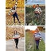 ZESICA Women's 2024 Fall Long Sleeve Crew Neck Striped Color Block Casual Loose Knitted Pullover Sweater Tops,Black,Medium