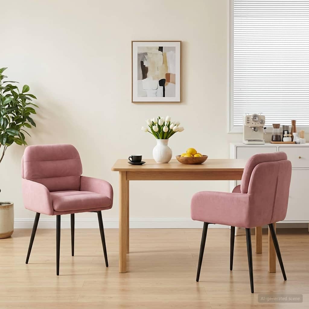 Générique Sedie Sala da Pranzo 2 Pezzi Velluto Rosa 59x59.5x90 cm