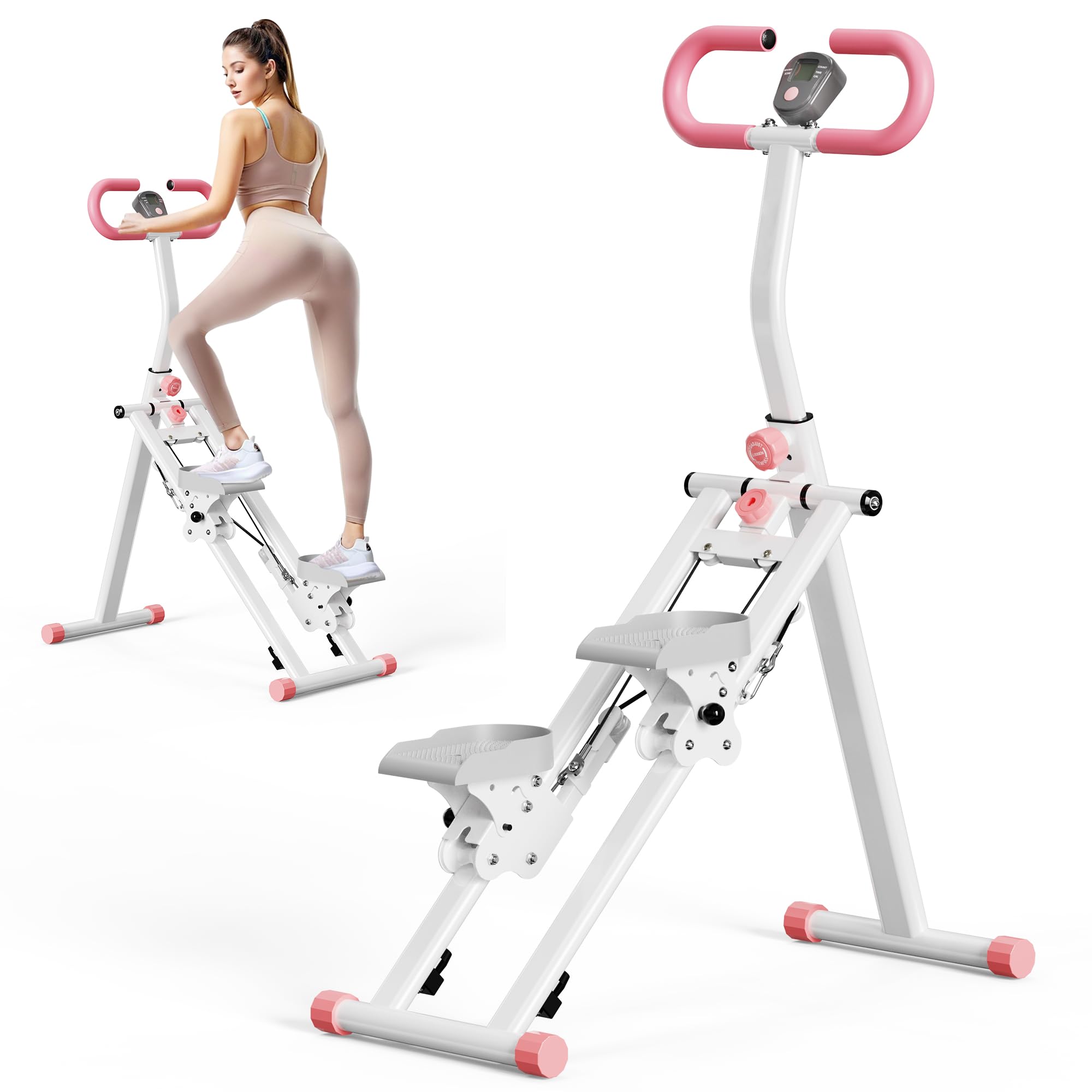 Stepper Escalier pour Maison, Vertical Climber Appareil de Fitness avec Guidon pour Entraînement Complet, Machine à Grimper Stable & 3 Hauteurs Réglables, Pliable