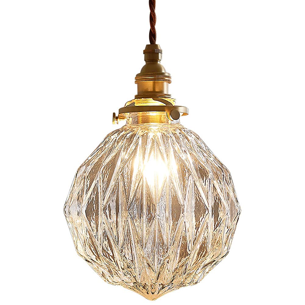Lámpara colgante Retro con Luces LED, pantalla de Cristal, lámpara colgante de techo Ajustable, adecuada para cocina, Isla, dormitorio y Sala de estar.