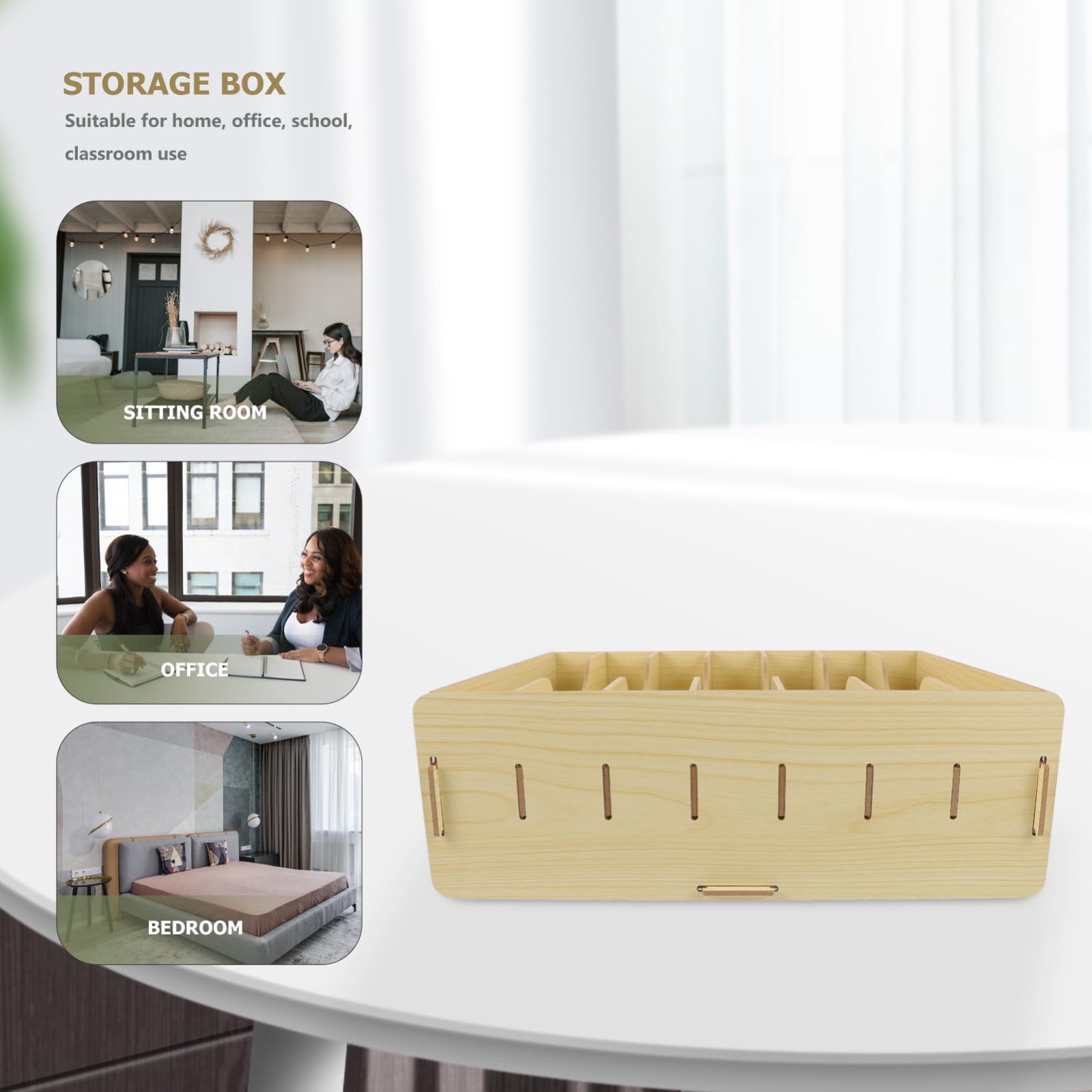 YARNOW Cassettiera da Ufficio in Legno Rettangolare Multifunzionale per Riporre Cancelleria Scomparti senza Coperchio per Casa e Camera