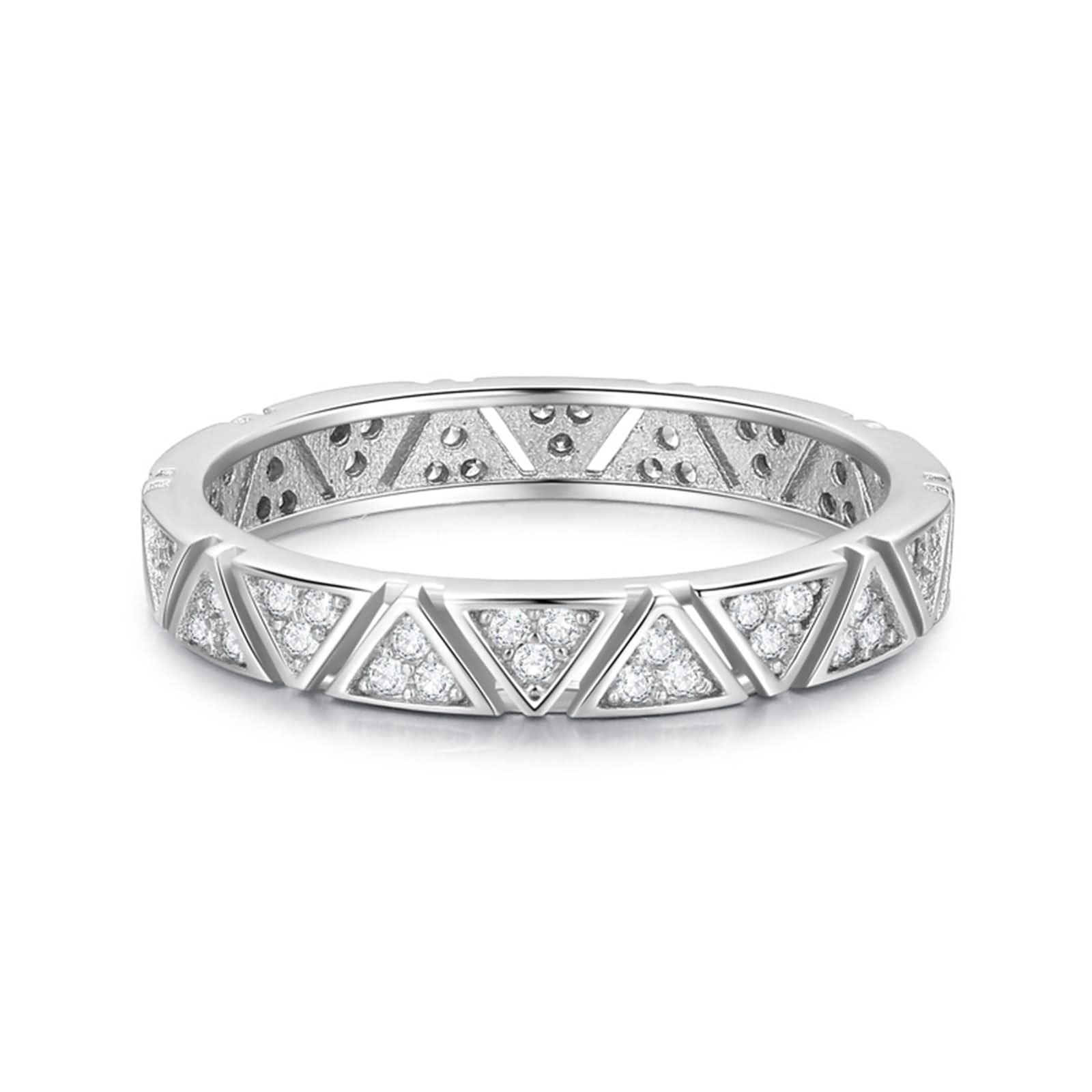 Anelli con zirconi cubici per donna, anello con triangolo in argento con strass da donna