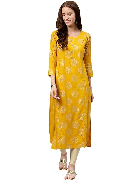 KIPEK Women's Rayon Ikat Print Straight Tunic Kurti