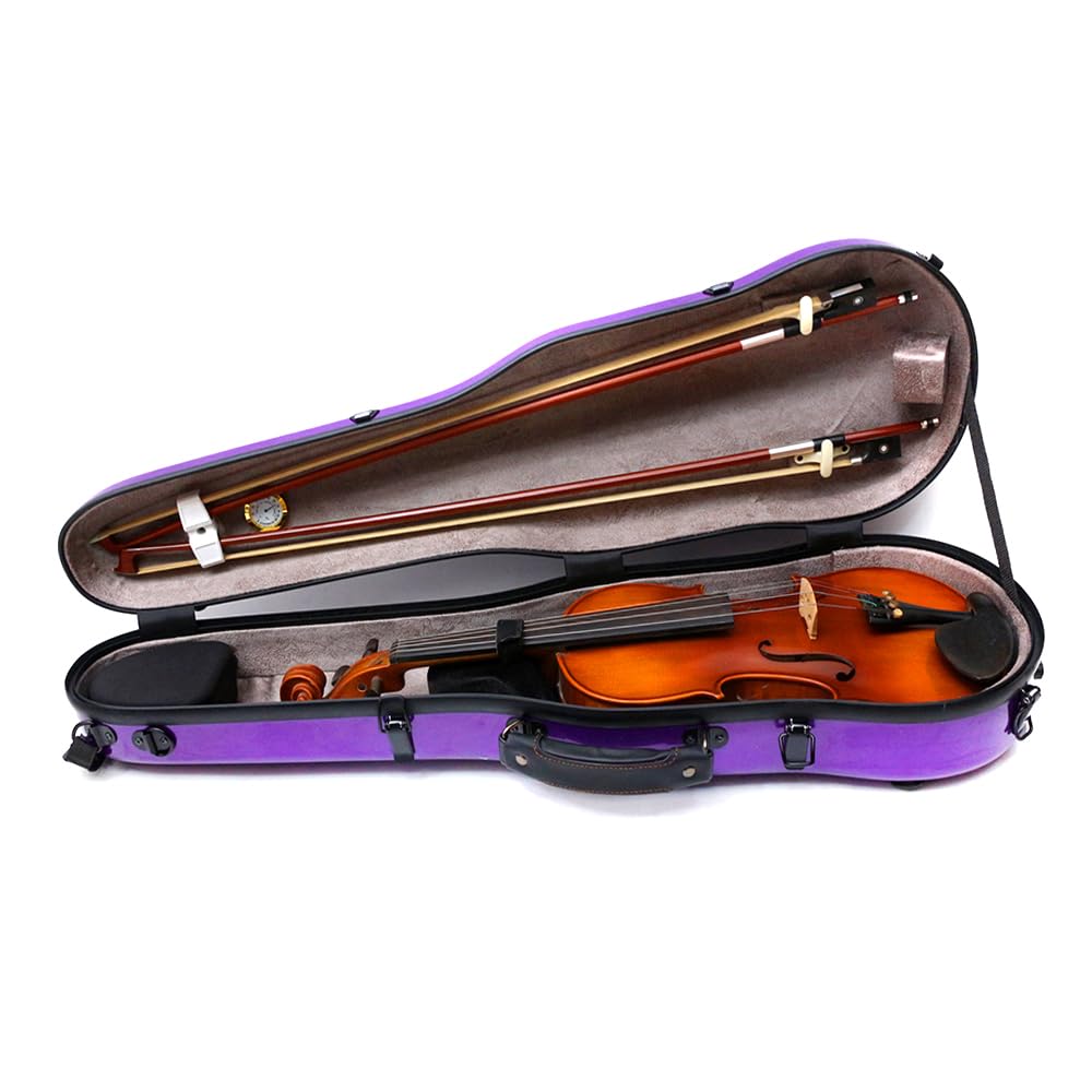 Custodia per violino in fibra di carbonio, 4/4, cinturino posteriore colorato, protezione leggera (viola)