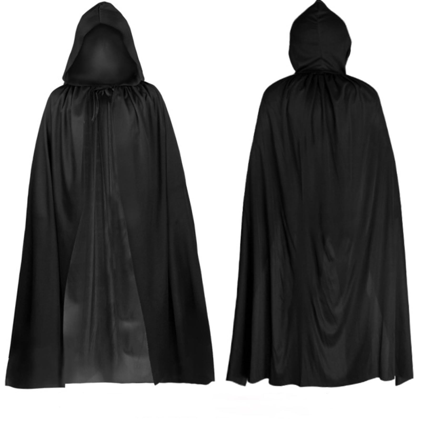 Cloak, 140CM Black Cloak Ghostface Costume Black Cape Wizard Costume Adult Voldemort Cos Grim Reaper Vampire Witch Carnival Halloween Adult Wizard Cos, Suitable for Adults and Teenagers