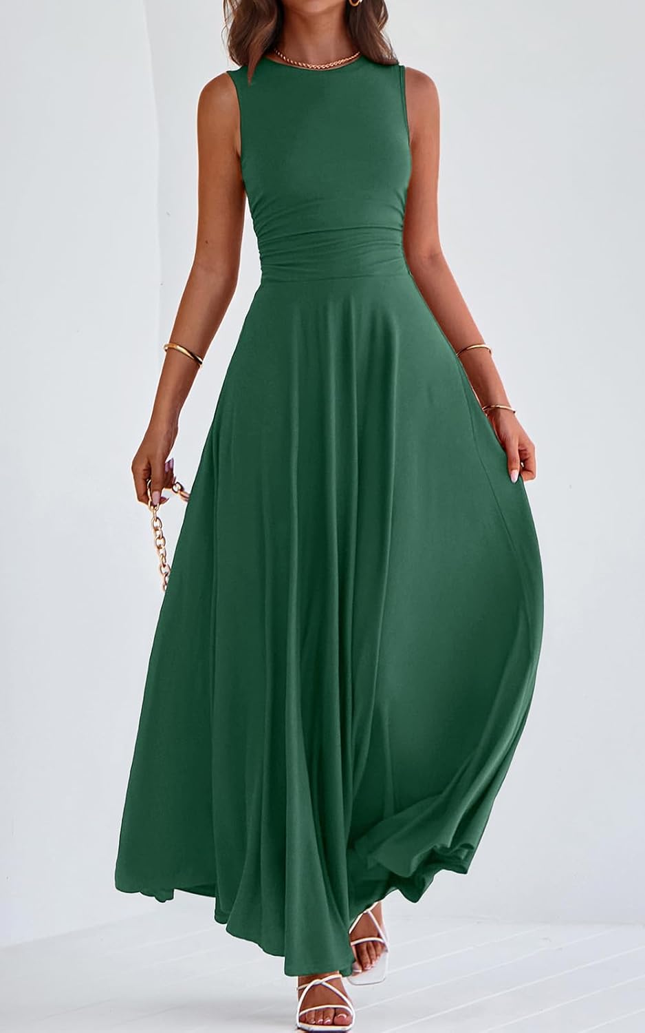 PRETTYGARDEN Womens Spring Dresses 2026 Casual Sleeveless Crewneck Aline Maxi Dress Stretch Tank Flowy Long Dresses - Image 4