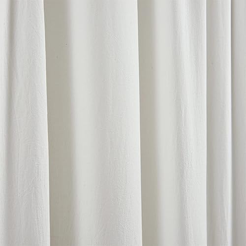 Miniatura 7 de Cortinas de ducha con volantes de sirena de 72 x 72 pulgadas, 100% algodón, color blanco marfil, estilo francés, estilo desgastado y elegante,