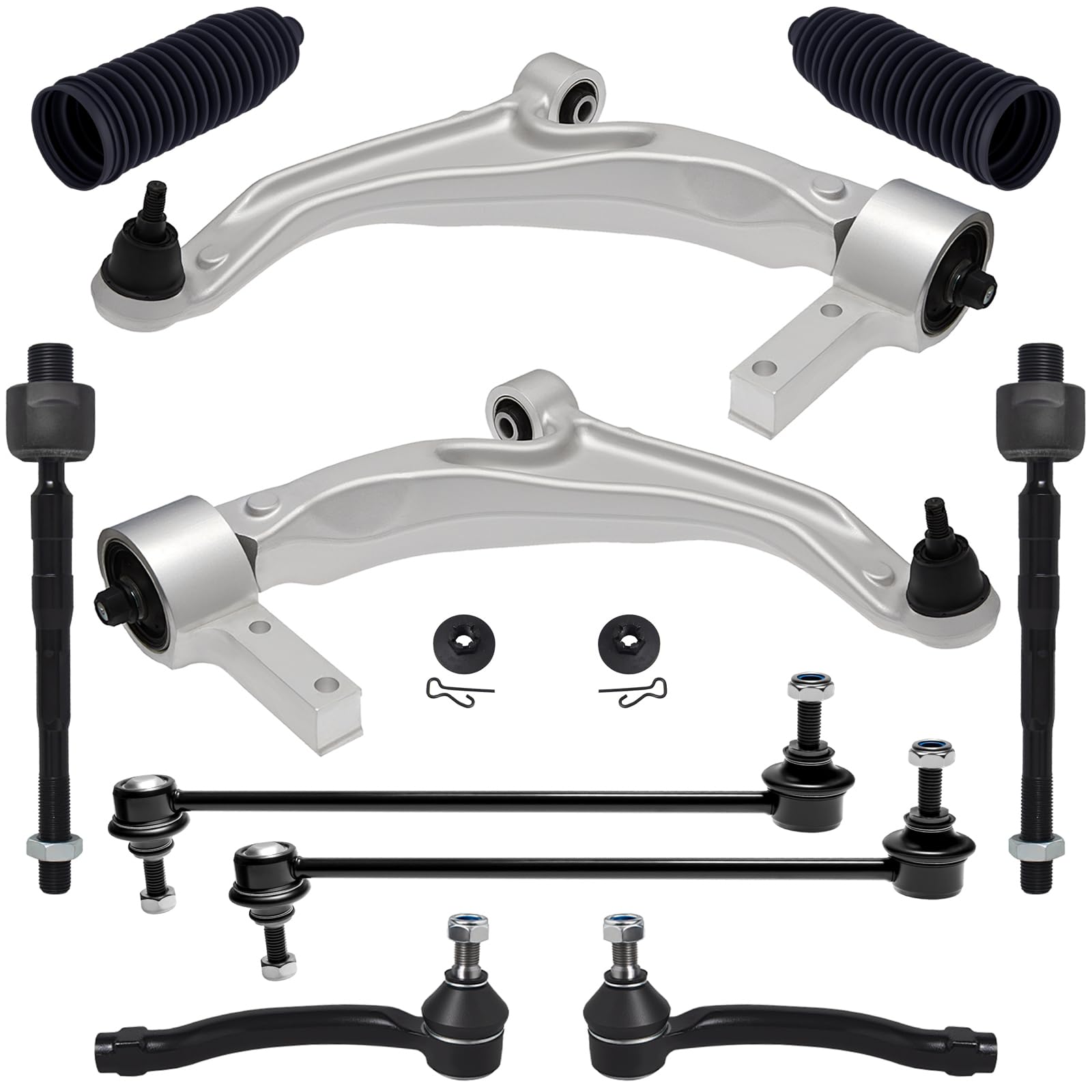 Photo 1 of TUCAREST 10Pcs Suspension Kit Fit For 2009-2015 Ho-nda Pilot, 2 Front Lower Control Arm w/Ball joint + 4 Outer Inner Tie Rod + 2 Sway Bar + 2 Boots [# K621550 K621551 K750124 EV800712 ES800824]