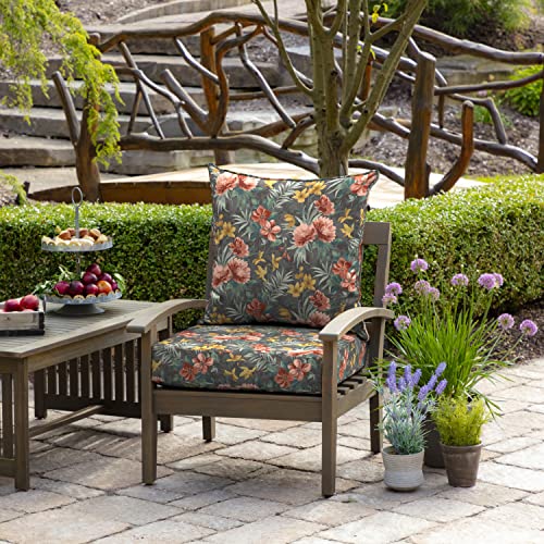 Image of Arden Outdoor Foam Deep Seat Cushion Set, 24 in x 24 in, Weather-Proof, Rain-Proof, Fade Resistant Patio Cushion, Bottom and Back Cushion for Chair, Sofa, and Couch Phoebe Grey Floral