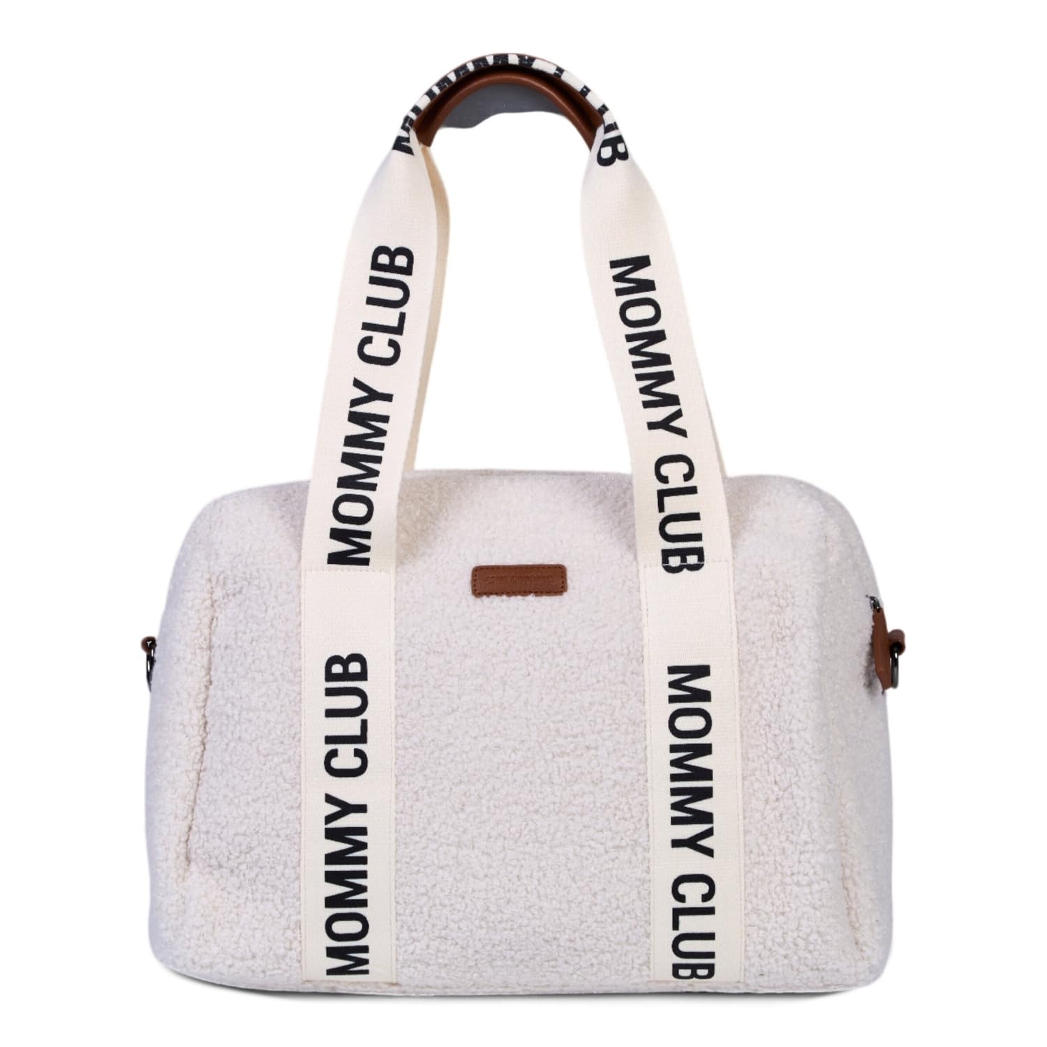 CHILDHOME, Sac A Langer Bebe, Mommy Bag, Matelas a langer bebe Inclus, Nombreux Rangements, Attaches poussette, Bandoulière, Cuir Vegan, 22L, Mommy Club Signature, Teddy White