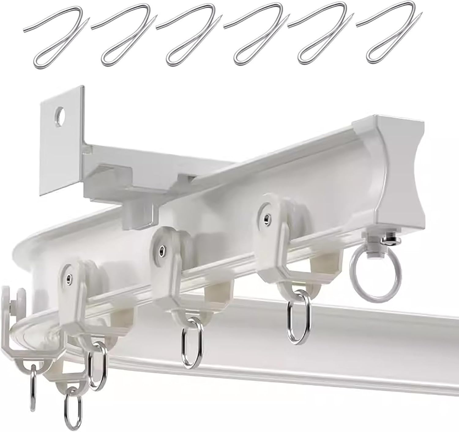 カーテンレール アイアン ポール ダブル 伸縮タイプ 0.7-1.2m シルバー