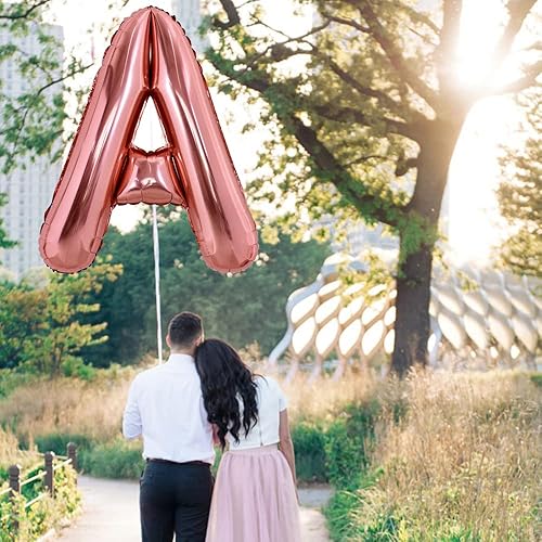 Miniatura 4 de TONIFUL Globos grandes de 40 pulgadas de oro rosa con la letra A, globos gigantes del alfabeto, globos grandes de Mylar para decoración de fiestas