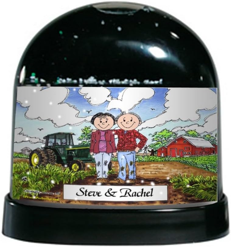 PrintedPerfection.com Personalized Famer Couple Snow Globe Gift