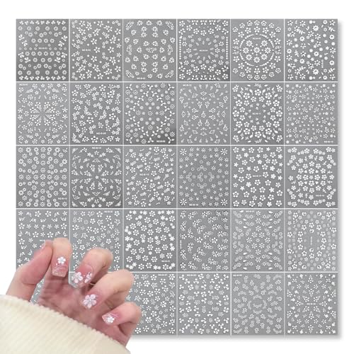 ZORVYN 30 Pezzi Adesivi per Unghie 3D Autoadesivi Decorazioni Floreali Bianche per Nail Art Accessori per Design Unghie (bianco)