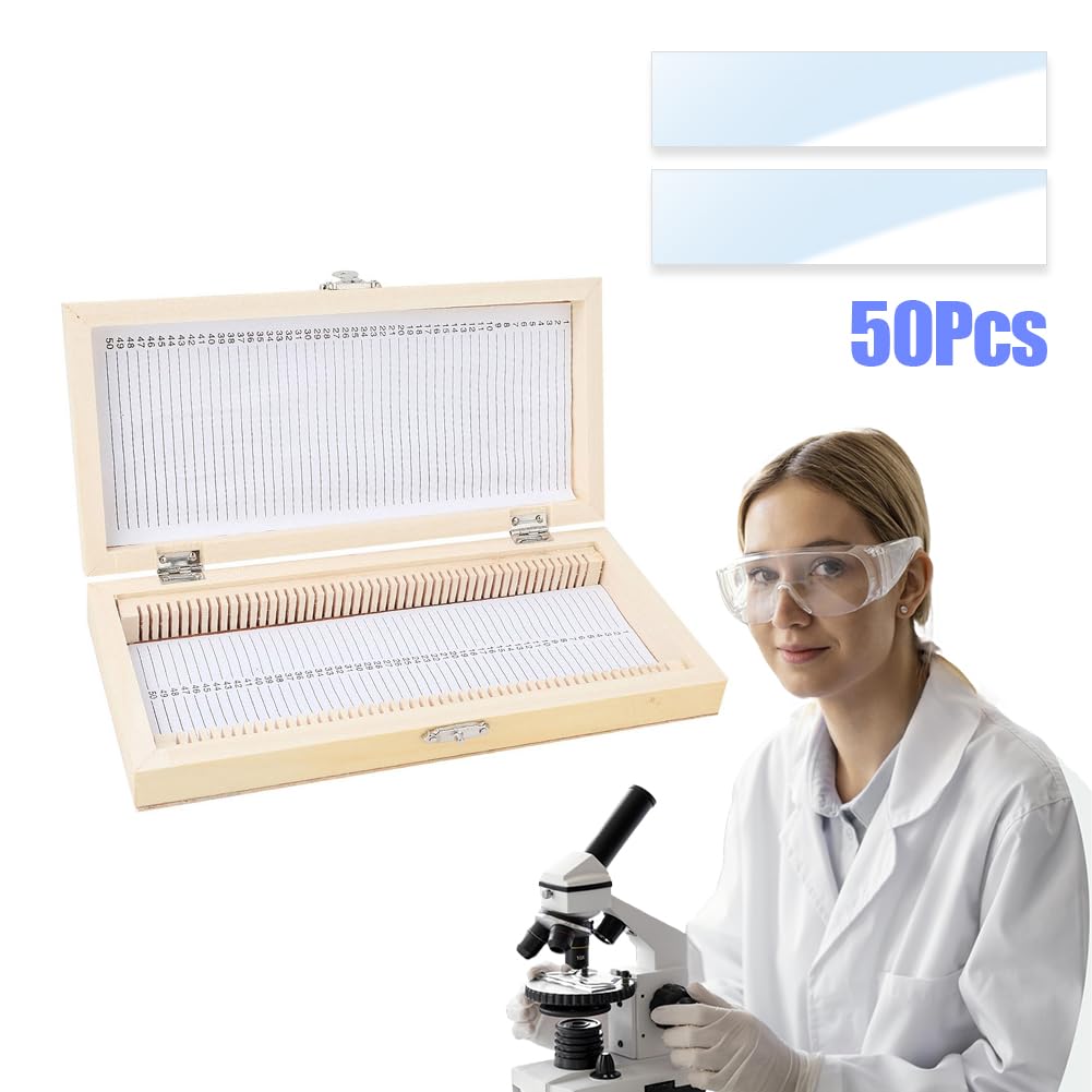 Iplusmile Mikroskop Objektträger Box - Holz Aufbewahrung Für 50 Slides