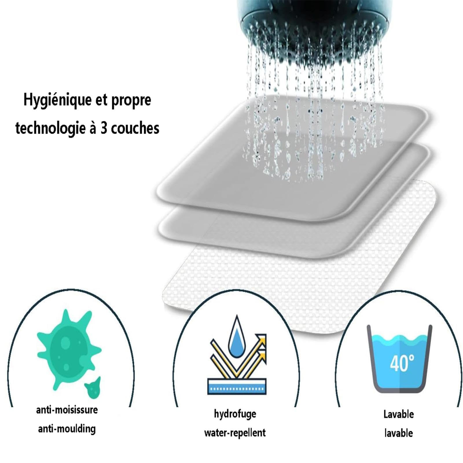 Duschvorhang Anti-schimmel Himmelblau Vorhang für Badewanne Dusche aus Stoff Wasserdicht Waschbar Hochwertig Stoff Duschvorhang Badewanne inklusive Duschvorhanghaken 260x182cm/WxL