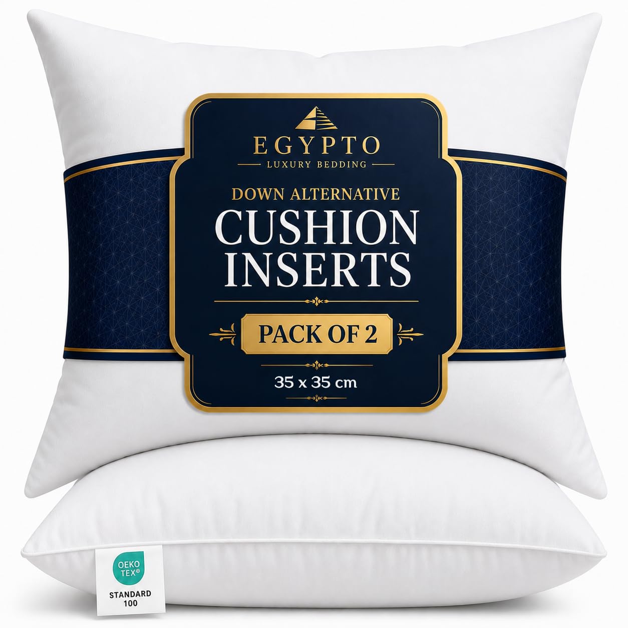 EGYPTO Soft & Plump 35x35cm Cushion Inserts 2 Pack | Bounce Back Pads 14x14