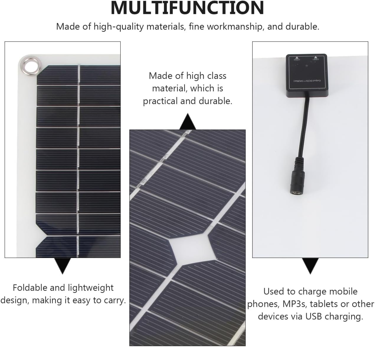 BESPORTBLE 1set Flexible Solar Charger Portable Outdoor Panel Controller for Camping Hiking and to Install Solar Power Bank Device