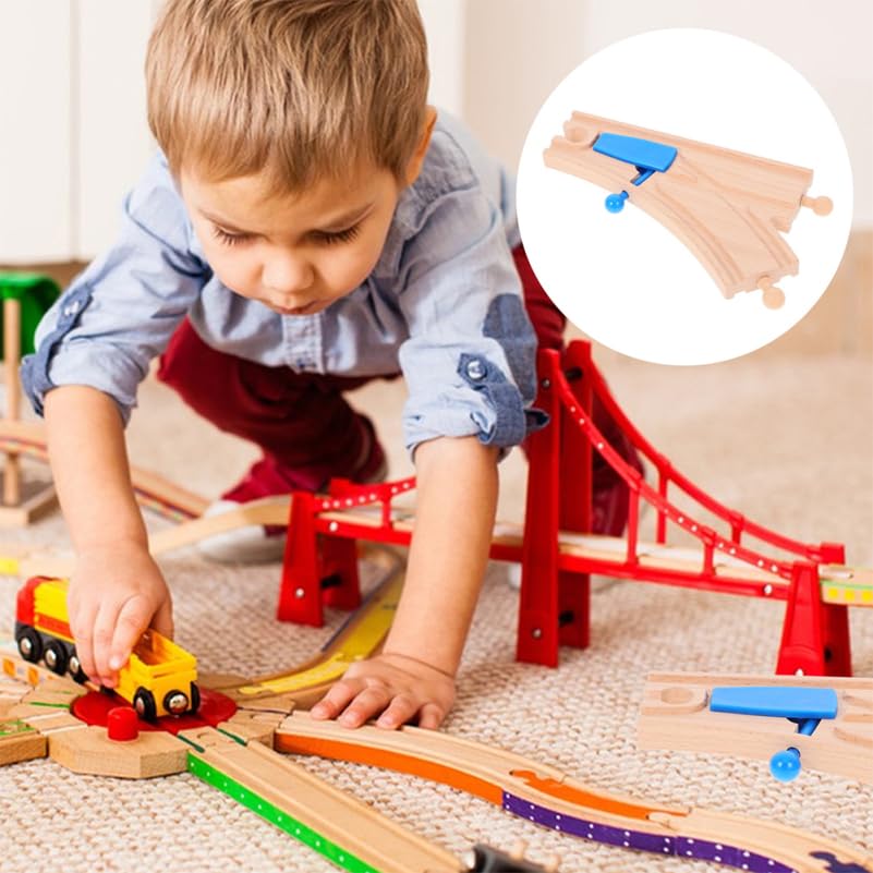 Wood Train Track Pieces Branded Children's Toys Toddler Setwood Set 2pcs Wooden Accessories Switch Connectors for Toy Sets