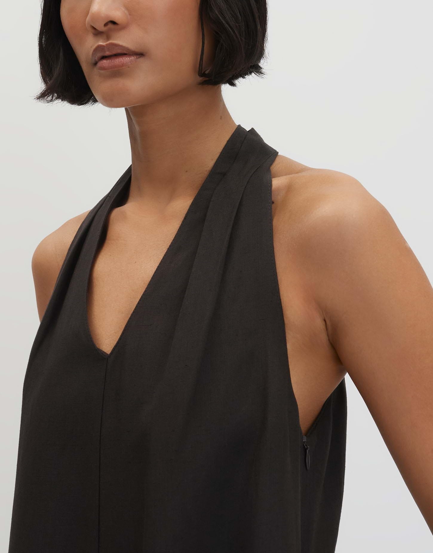 someday Damen Midikleid | Neckholderkleid aus Viskose Leinen Mix