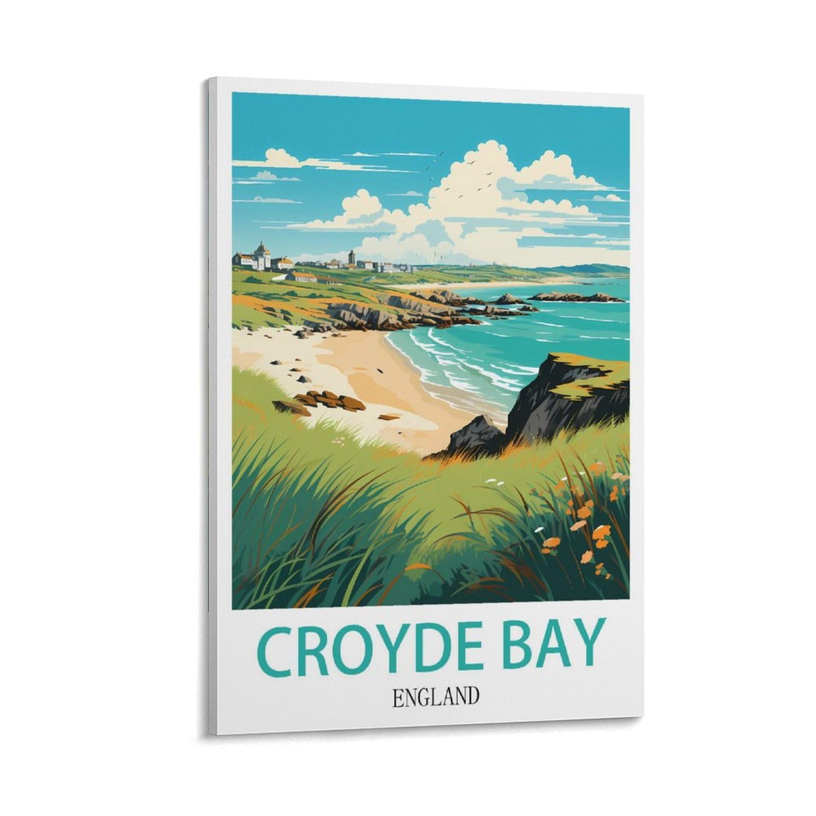 HSAYYIII Croyde Bay England Vintage Travel Poster 16x24inch(40x60cm) Canvas Art Poster And Wall Art Picture Print Bedroom Decor