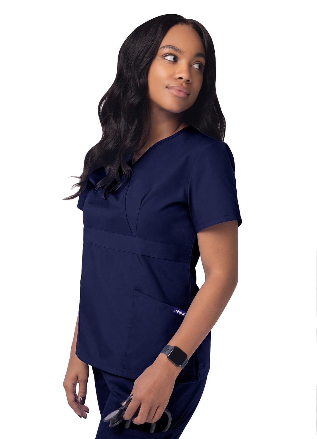Sivvan Women's Scrubs Mock Wrap Top (Available in 15 Colors) — view 4