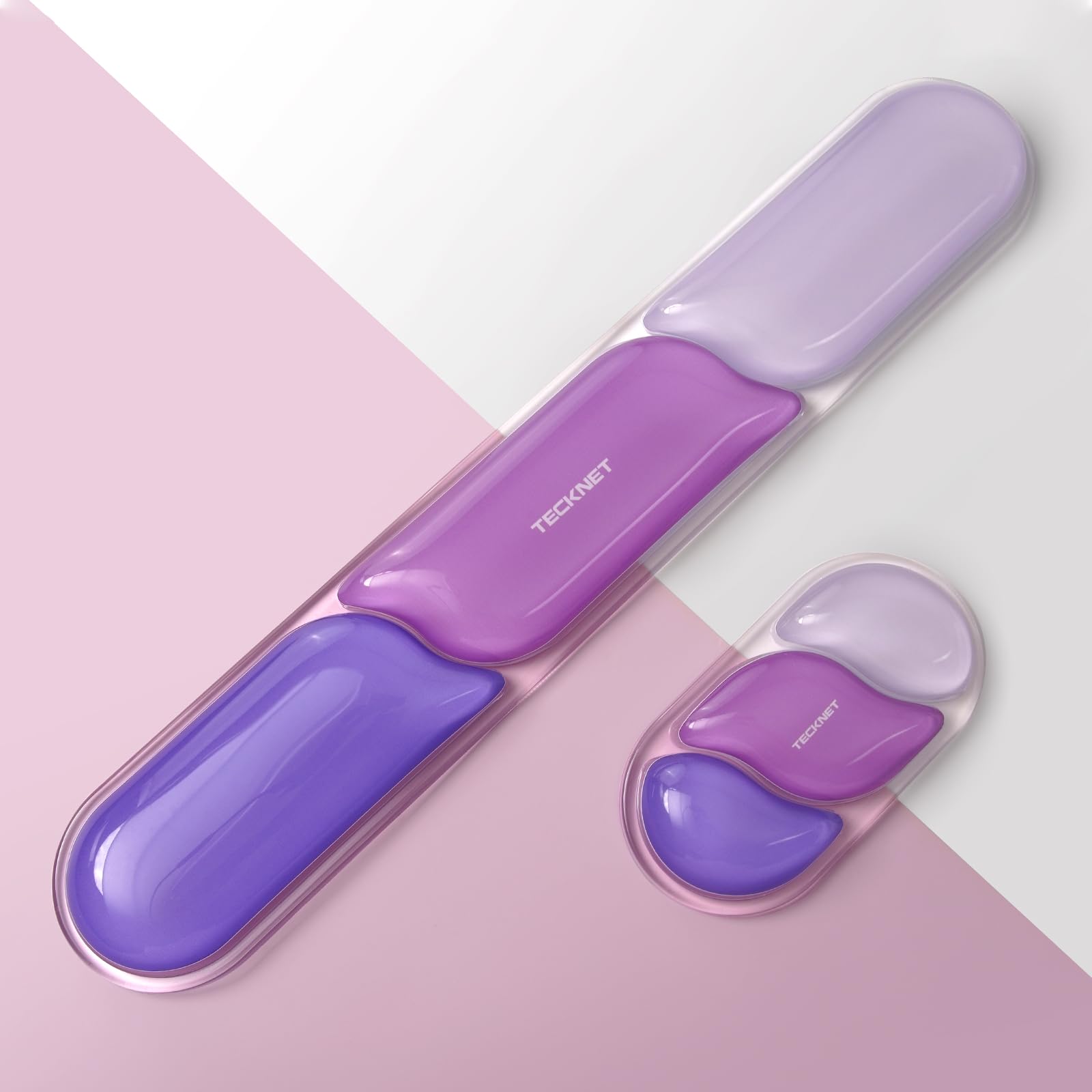 TECKNET Clear Gel Wrist Rest for Computer Keyboard, Ergonomic Gel Keyboard Wrist Rest Set for Typing Pain Relief, Comfortable Silicone Wrist Support