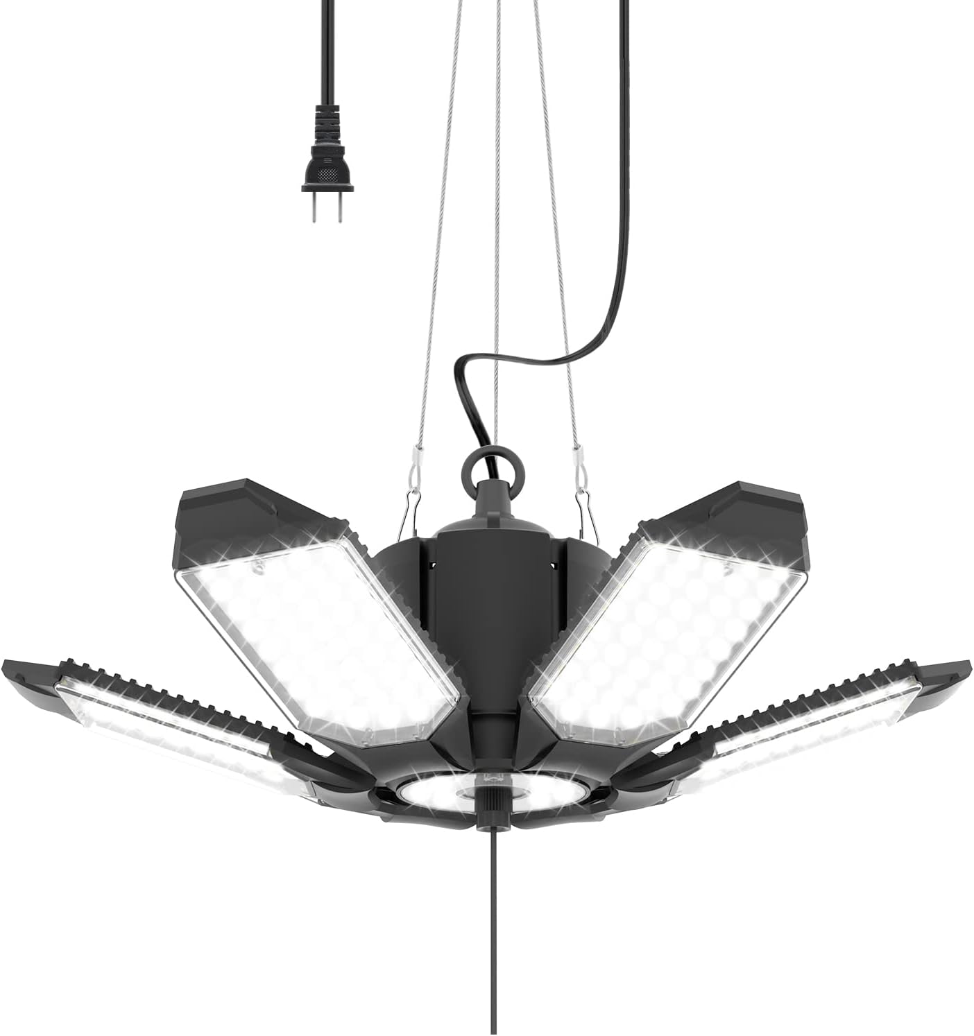 Plug in Garage Light, 200W 20000LM Linkable LED Shop Light w/Pull String(ON/Off), Garage Ceiling