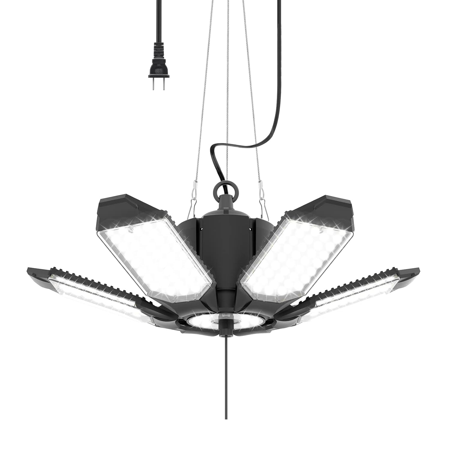 Plug in Garage Light 180W 18000LM Linkable LED Shop Light w Pull String and 9 84ft Power Cord