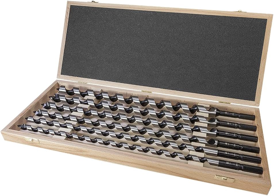 Fisch Auger Drill Bit Set Diameter 6-8-10-12-14-16 mm, Length 235 mm in a Wooden Case