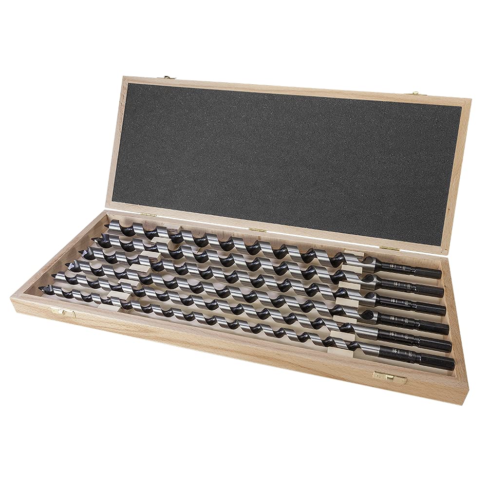 Fisch Auger Drill Bit Set Diameter 6-8-10-12-14-16 mm, Length 235 mm in a Wooden Case, Kass. 6-tlg. 235 mm