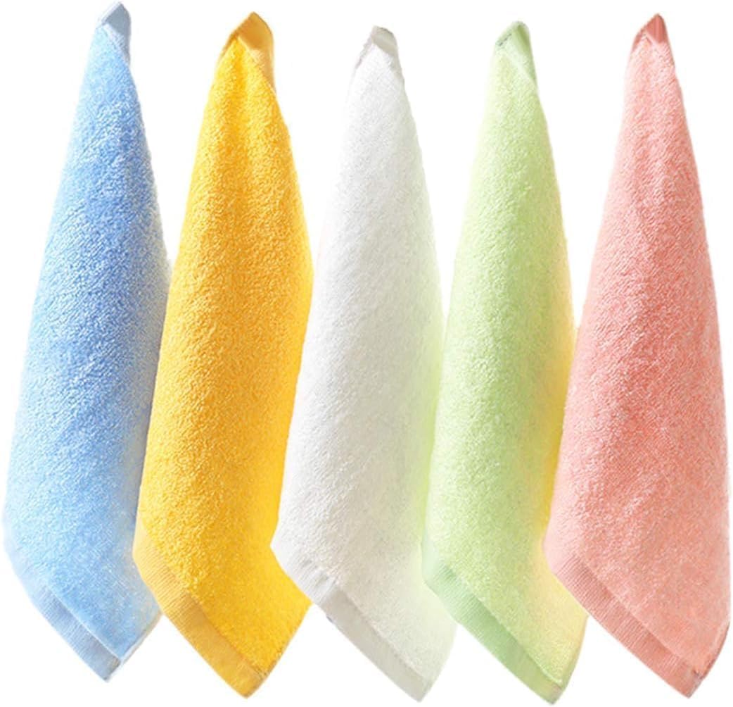 Baby Flannel Wash Face Cloths, 5 Pcs Ultra Soft Face Cloths, Breathable Bamboo Face Cloth Flannels Cotton Wash Face Towels, Reusable Facial Body Clean Cloths, for Baby Kids Adults(25 x 25 cm)