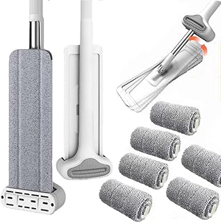 JCAKES Floor Mop Flat Mop Wood Floor Mop Microfiber Mop Hardwood Floor Mop Mop Flat Hand Leave-in Lazy Mop for House Floor Cleaning Household Cleaning Tool with Replacement Pad, for Kitchen, Hall