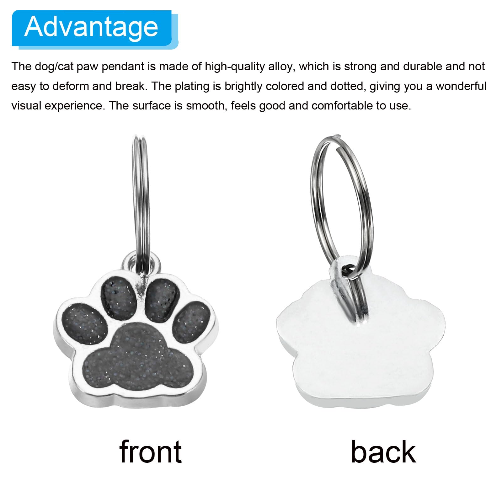 PATIKIL Animal Dog Cat Paw Print Pendants, 6 Pcs Crystal Footprint Dog Cat Paw Prints Pendants for DIY Necklace Bracelet Enamel Jewelry Making, Black - Image 4
